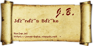 Jónás Béke névjegykártya